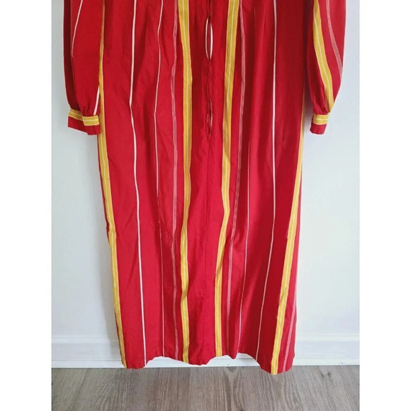 David Brown California Vintage Retro Striped Red Pintuck Cotton Dress Small S - Picture 5 of 9